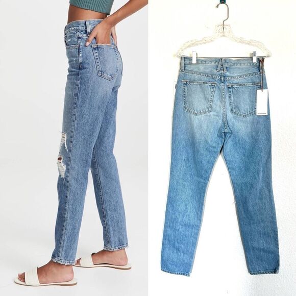 SLVRlake Roxy Slim Straight in Mind Made Up Distressed 25” - Picture 3 of 10